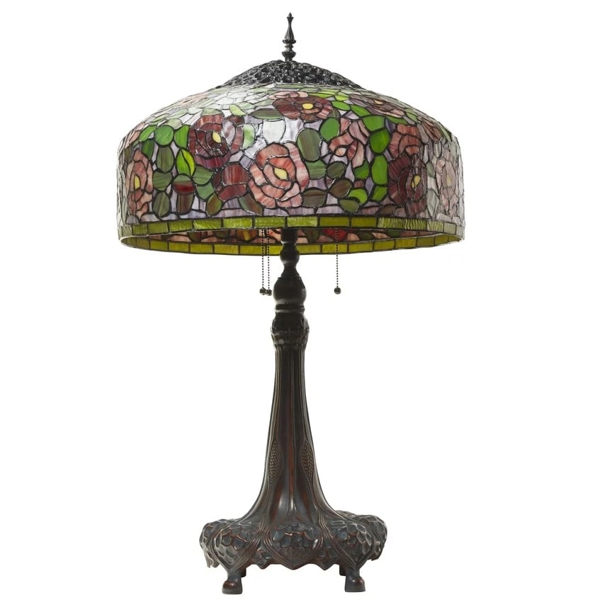 35.5'' Rose Bush Tiffany-Style Stained Glass Table Lamp - 2
