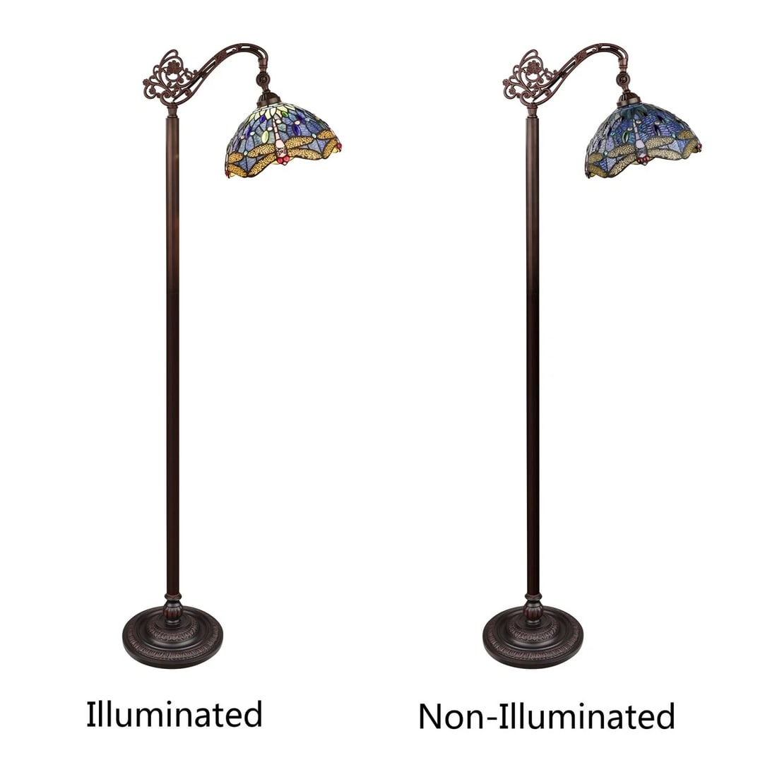 61.9" Stained Glass Dragonfly Reading Floor Lamp - 5