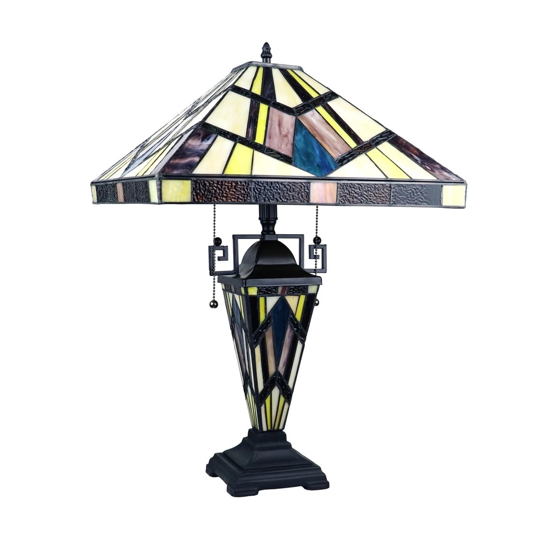 24" 3 light Stained Glass Mission Table Lamp - 2