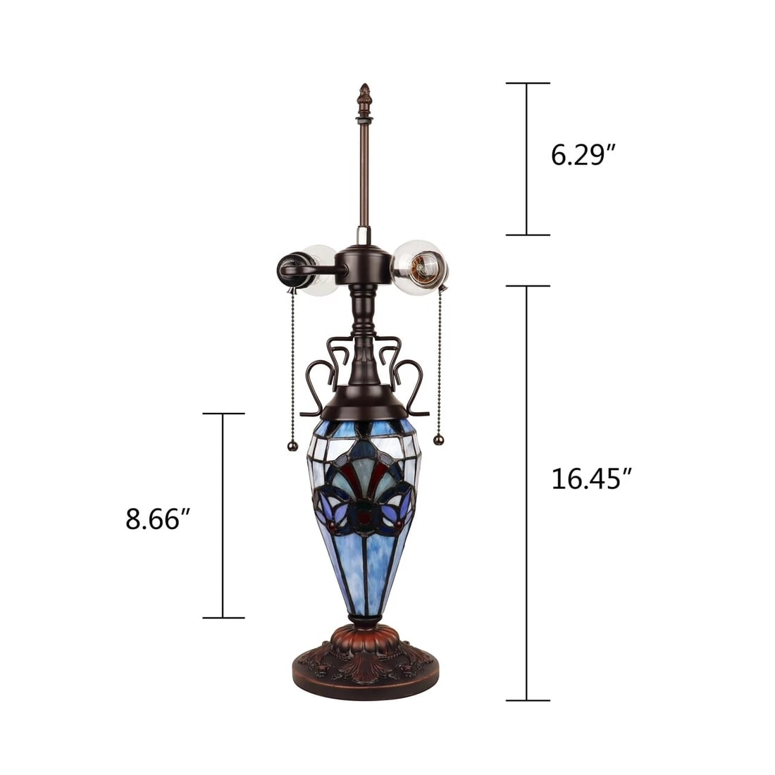 25" Stained Glass Lighted Base Table Lamp - 7
