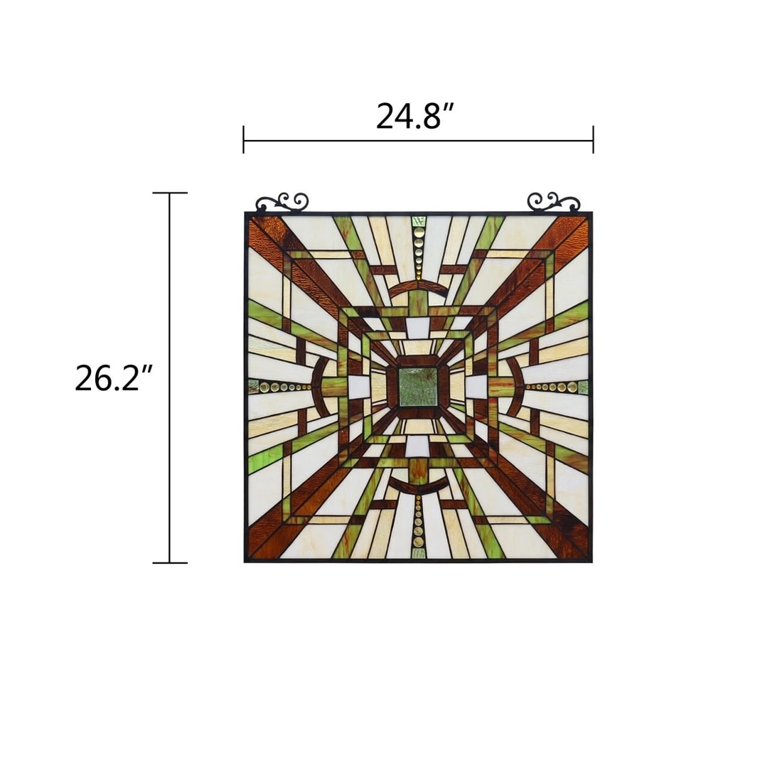 25.7" Mission Stained Glass Hanging Window Panel - 6