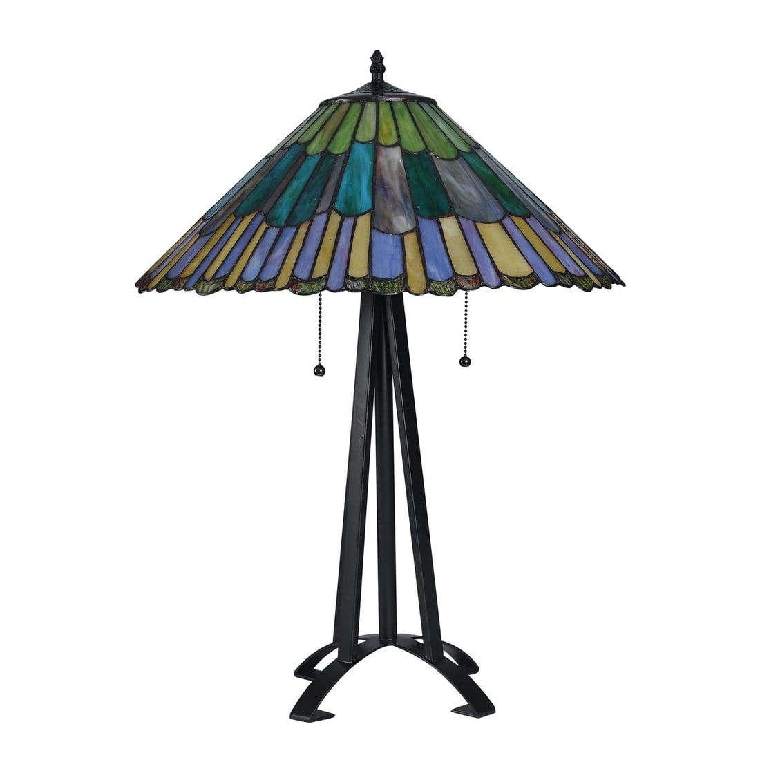 26" 3 light Stained Glass Geometric Mission Table Lamp (1 of 4)