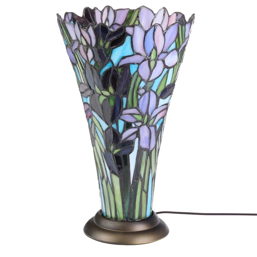 13.5"H Stained Glass iris Up Light Table Lamp - 2