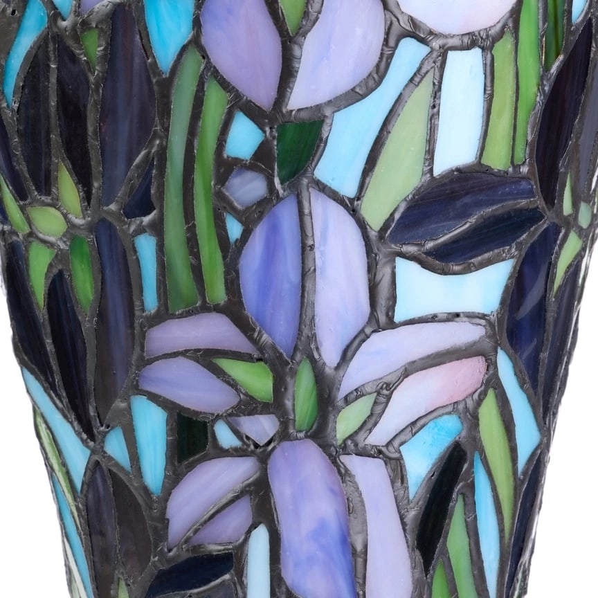 13.5"H Stained Glass iris Up Light Table Lamp - 7
