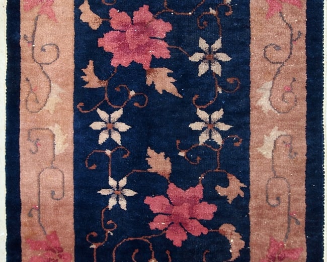Handmade antique Art Deco Chinese rug 2' x 4.1' ( 61cm x 124cm ) 1920s - 2