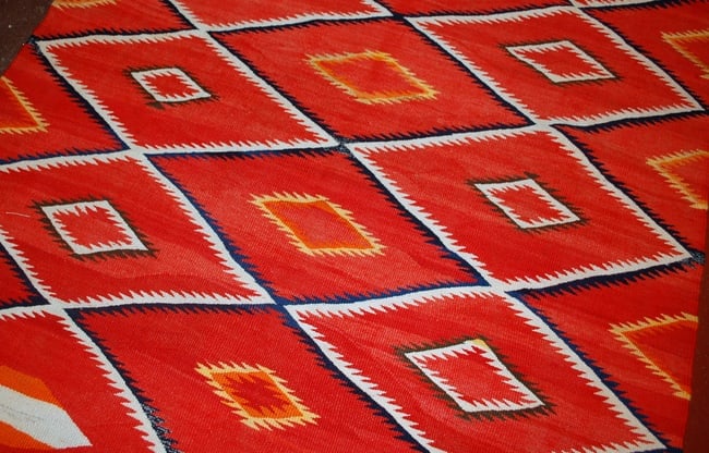 Handmade antique collectible Native American Navajo blanket 4.7' x 7.7' (143cm x 234cm) 1870s - 3