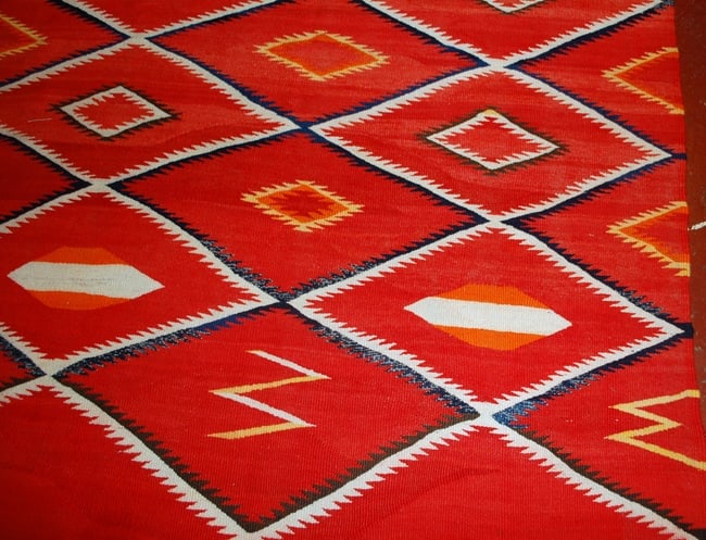 Handmade antique collectible Native American Navajo blanket 4.7' x 7.7' (143cm x 234cm) 1870s - 4