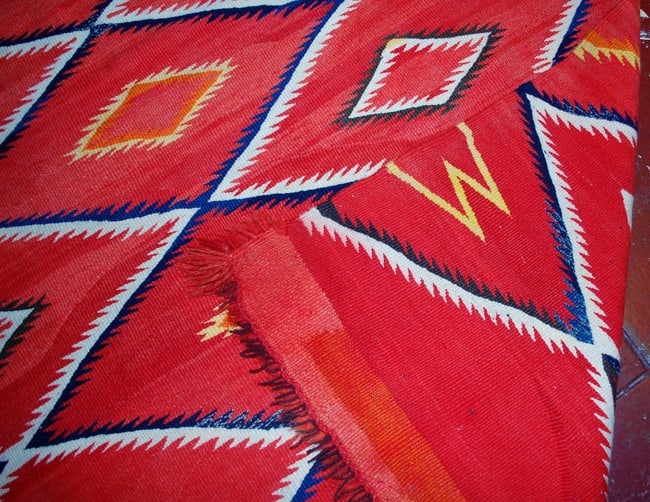 Handmade antique collectible Native American Navajo blanket 4.7' x 7.7' (143cm x 234cm) 1870s - 6