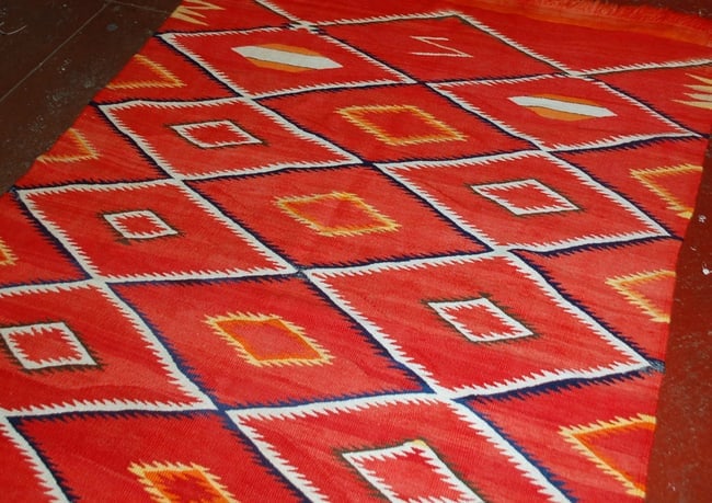 Handmade antique collectible Native American Navajo blanket 4.7' x 7.7' (143cm x 234cm) 1870s - 7