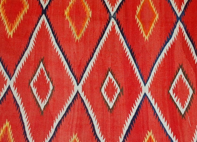 Handmade antique collectible Native American Navajo blanket 4.7' x 7.7' (143cm x 234cm) 1870s - 8