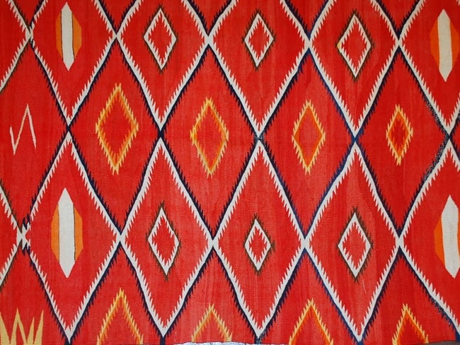 Handmade antique collectible Native American Navajo blanket 4.7' x 7.7' (143cm x 234cm) 1870s - 9