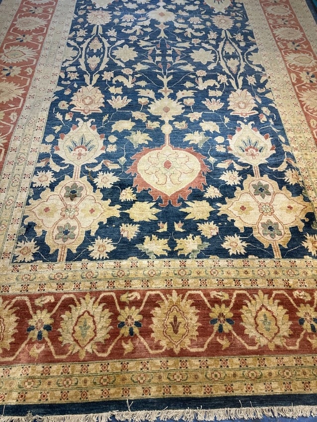 Hand Knotted Wool Oushak 10x15.8ft: Title: Hand Knotted Wool Oushak 10x15.8ft Description:Hand Knotted Wool Oushak 10x15.8ft Size: 10x8.5 ft. Circa:1980 Origin: Material:103 %Wool Reserve: $1,750.00 Shipping: Domestic: Flat-rate of