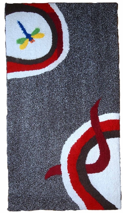 Handmade contemporary ORA French hooked rug 2.4 x 4.7' (73cm x 143cm), 2021: Title:Handmade contemporary ORA French hooked rug 2.4 x 4.7' (73cm x 143cm), 2021 Origin:France Dimension:2.4' x 4.7' (73cm x 143cm) Materials:wool Year:2021 Description:Handmade contemporary French