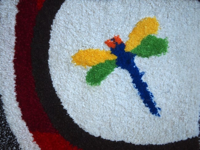 Handmade contemporary ORA French hooked rug 2.4 x 4.7' (73cm x 143cm), 2021 - 2