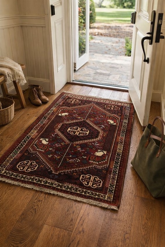 Red Tribal 4X5 Shiraz Persian Rug - 2