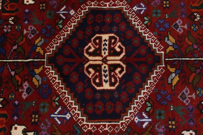 Red Tribal 4X5 Shiraz Persian Rug - 7