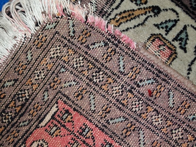 Handmade vintage Uzbek Bukhara praying mat 1.5' x 1.8' (46cm x 56cm) 1950s - 7