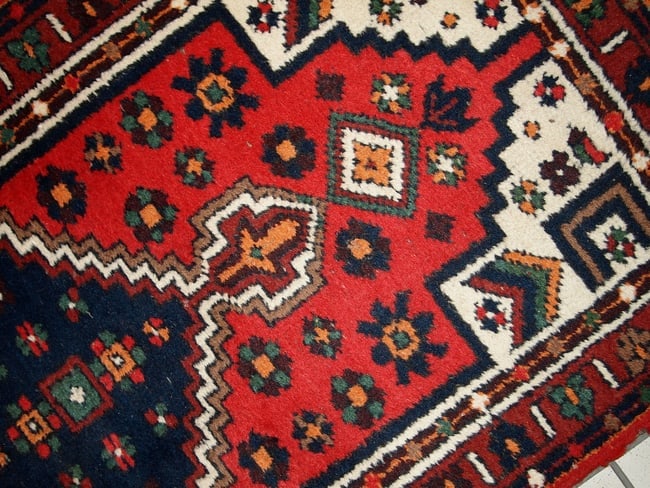 Handmade vintage Persian Hamadan rug 2.4' x 4.5' (74cm x 140cm) 1970s - 4