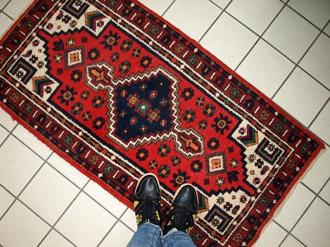 Handmade vintage Persian Hamadan rug 2.4' x 4.5' (74cm x 140cm) 1970s - 8