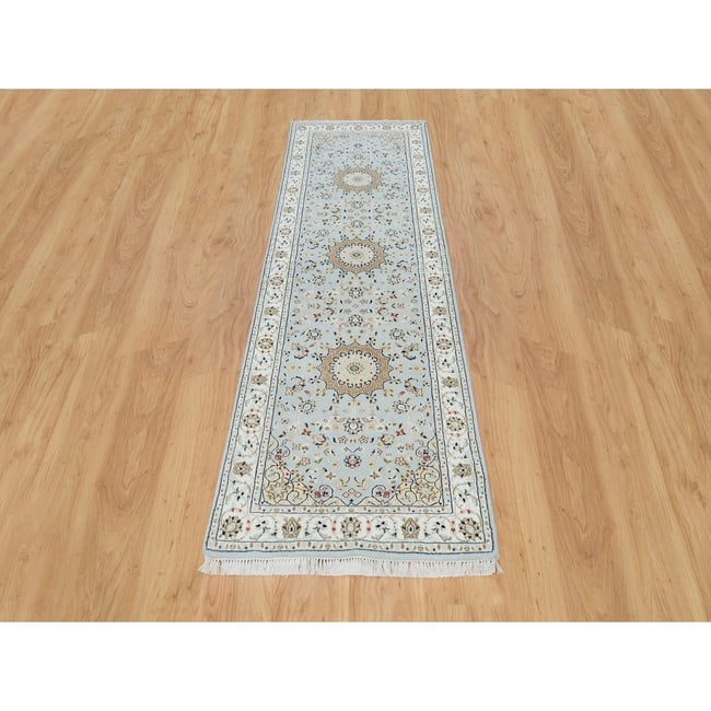 Gray Peshawar with Heriz All Over Design Pure Wool Runner Oriental Rug - 2
