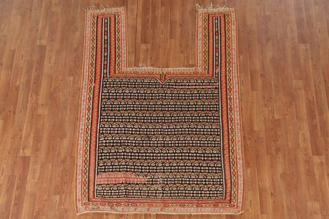 Pre-1900 Vegetable Dye Senneh Kilim Persian Rug 4x6 - 2