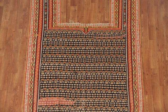 Pre-1900 Vegetable Dye Senneh Kilim Persian Rug 4x6 - 3