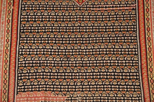 Pre-1900 Vegetable Dye Senneh Kilim Persian Rug 4x6 - 4