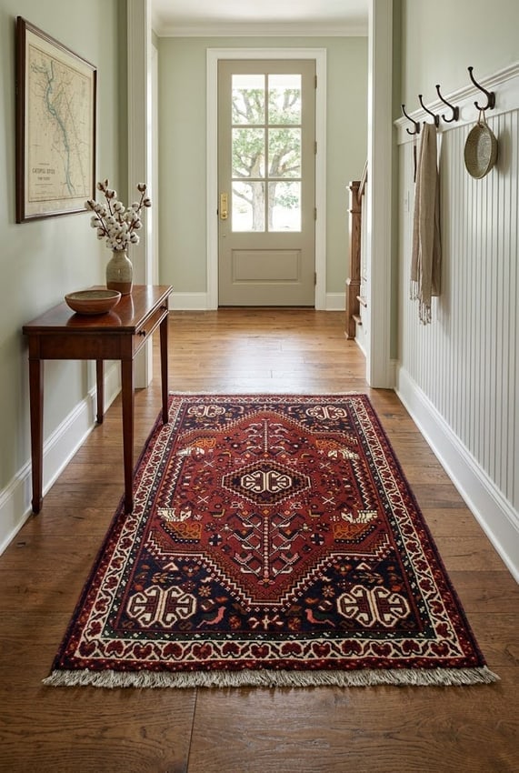 Brick Red Tribal 3'5X5 Shiraz Persian Rug - 2