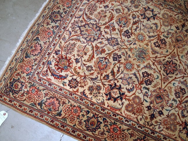 Handmade antique Persian Kashan rug 4.1' x 6.3' (125cm x 192cm) 1910s - 7