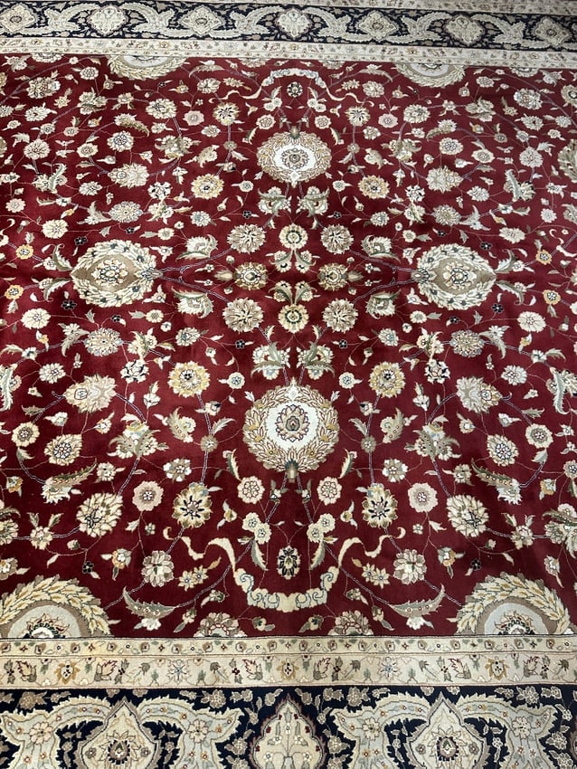 Hand Knotted Agra Tabriz Rug -14.3x10.3 ft - 5