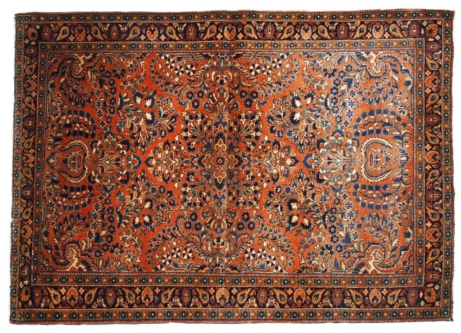 Handmade antique Persian Sarouk rug 3.3' x 5.4' ( 100cm x 164cm ) 1920s - 2