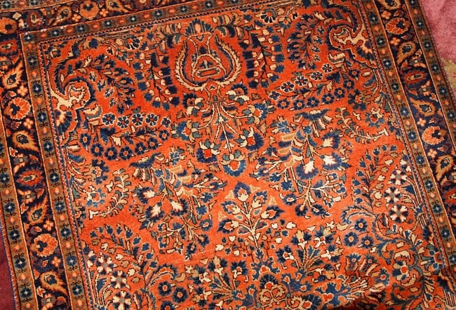 Handmade antique Persian Sarouk rug 3.3' x 5.4' ( 100cm x 164cm ) 1920s - 3