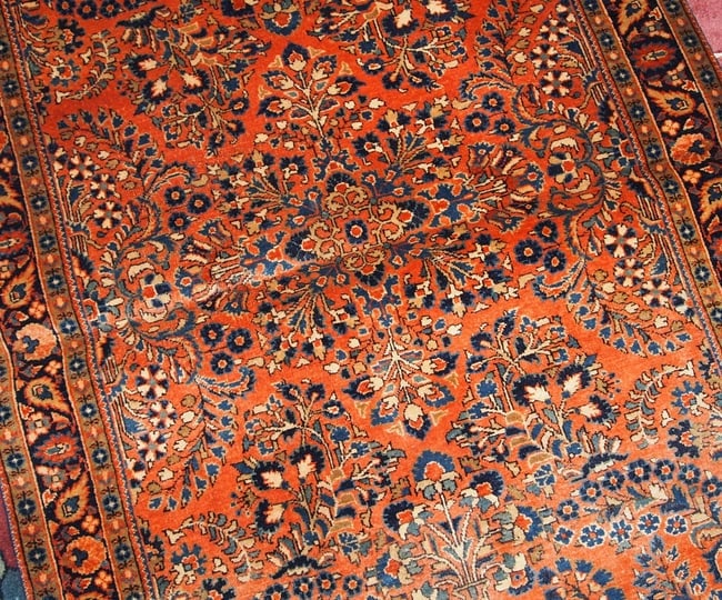 Handmade antique Persian Sarouk rug 3.3' x 5.4' ( 100cm x 164cm ) 1920s - 4