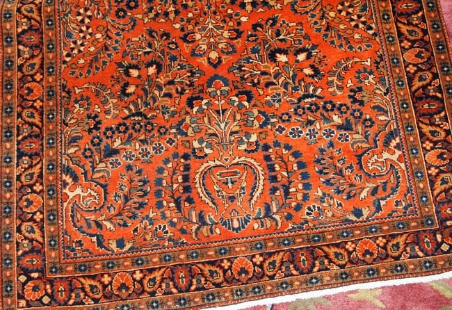 Handmade antique Persian Sarouk rug 3.3' x 5.4' ( 100cm x 164cm ) 1920s - 5