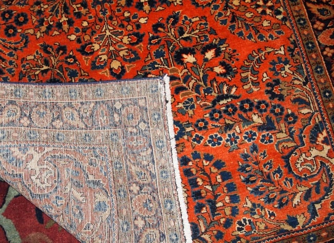 Handmade antique Persian Sarouk rug 3.3' x 5.4' ( 100cm x 164cm ) 1920s - 6