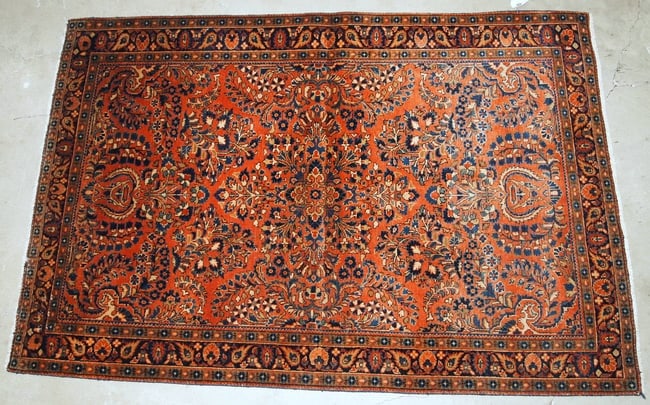 Handmade antique Persian Sarouk rug 3.3' x 5.4' ( 100cm x 164cm ) 1920s - 7