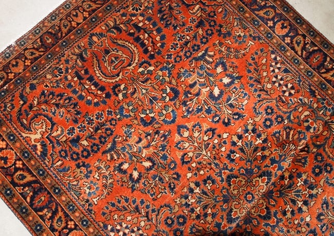 Handmade antique Persian Sarouk rug 3.3' x 5.4' ( 100cm x 164cm ) 1920s - 8
