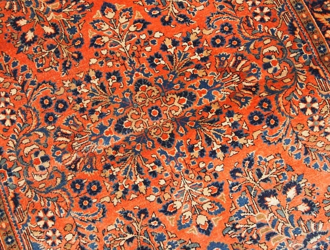 Handmade antique Persian Sarouk rug 3.3' x 5.4' ( 100cm x 164cm ) 1920s - 9