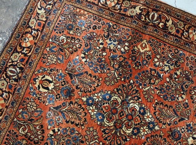 Handmade antique Persian Sarouk square rug 4.1'x 4.1' (125cm x 125cm) 1920s - 2