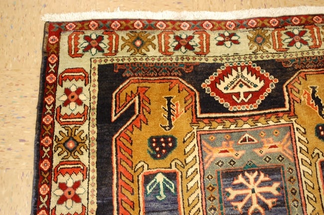 OLD,ANTIQUE CAUCASIAN LANKORAN KAZAK DESIGN CAUCASIAN RUG 4' 1" x 11' KORK WOOL - 4