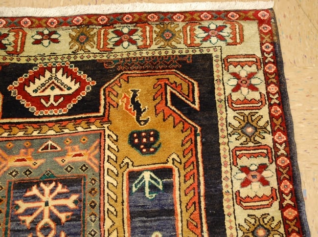 OLD,ANTIQUE CAUCASIAN LANKORAN KAZAK DESIGN CAUCASIAN RUG 4' 1" x 11' KORK WOOL - 5