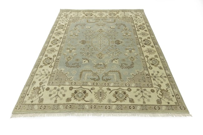 Light Gray Floral 8X10 Traditional Oushak Chobi Oriental Rug - 3