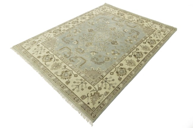 Light Gray Floral 8X10 Traditional Oushak Chobi Oriental Rug - 4