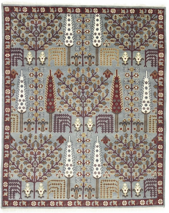 Light Gray Floral 8X10 Tree of Life Chobi Oriental Rug - 19