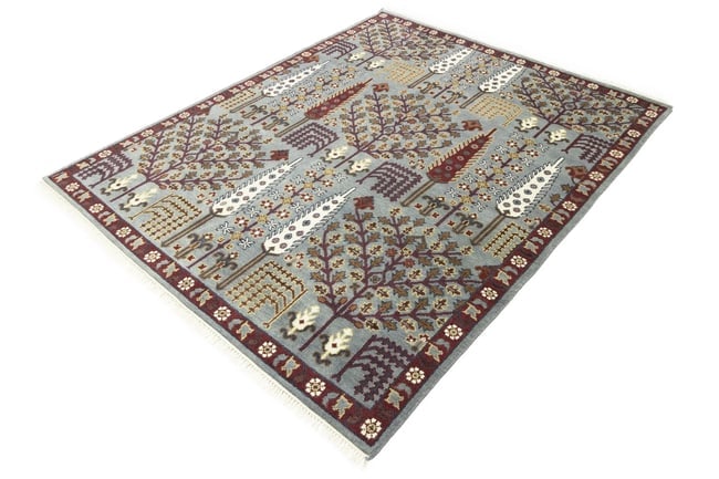 Light Gray Floral 8X10 Tree of Life Chobi Oriental Rug - 4