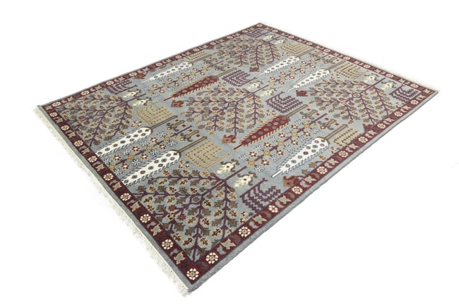 Light Gray Floral 8X10 Tree of Life Chobi Oriental Rug - 6