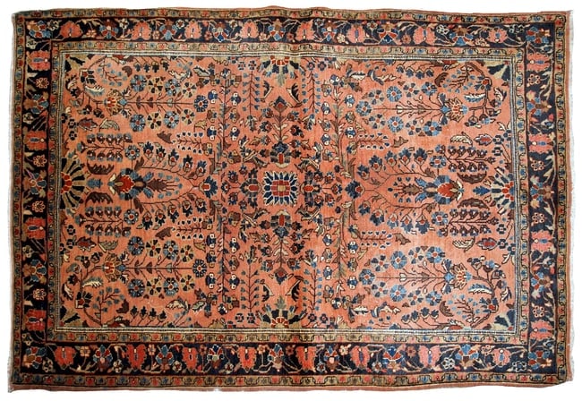 Handmade antique Persian Sarouk rug 3.1' x 5.2' (94cm x 158cm) 1920s - 2