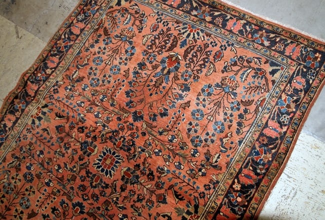 Handmade antique Persian Sarouk rug 3.1' x 5.2' (94cm x 158cm) 1920s - 4