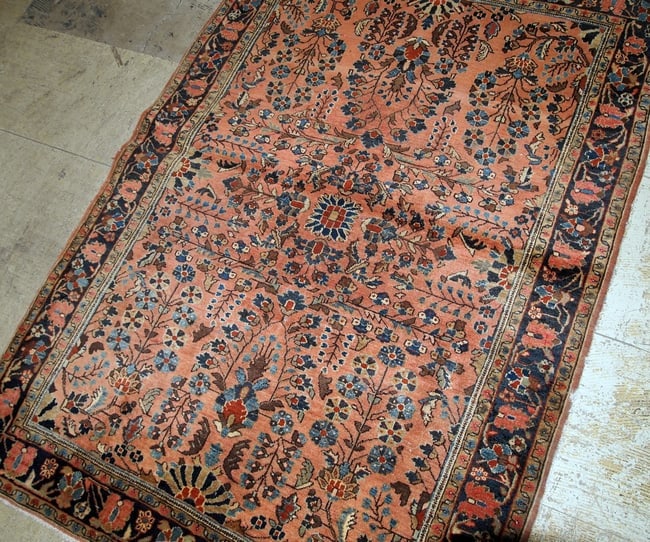 Handmade antique Persian Sarouk rug 3.1' x 5.2' (94cm x 158cm) 1920s - 5