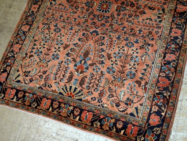 Handmade antique Persian Sarouk rug 3.1' x 5.2' (94cm x 158cm) 1920s - 7